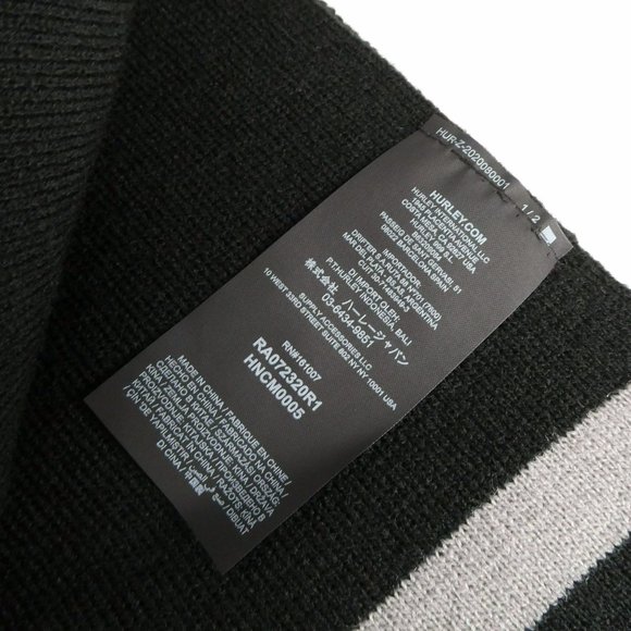 Hurley New Yorker Beanie Hat and Scarf Set Black One Size NWT - Picture 3 of 6